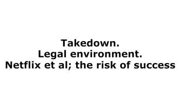 CA DRM: Takedown. Legal environment. Netflix et al; the risk of success